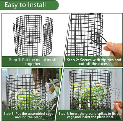 6 Pack Plant Protector from Animals, KWISAMR 13.5" Dia x 14" H Pre-Bent Wire Plant Protectors, Metal Plant Cages for Outdoor Plants Plant Cage & Supports Keep Animal Out Garden