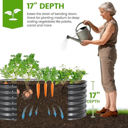Galvanized Raised Garden Bed Outdoor |17'' Tall Planter Box Outdoor for Deep Root Plants | 2Pcs Raised Bed Kit for Gardening with Rubber Strip for Vegetables Flowers Fruits (Darkgrey, 4x2x1.4FT)