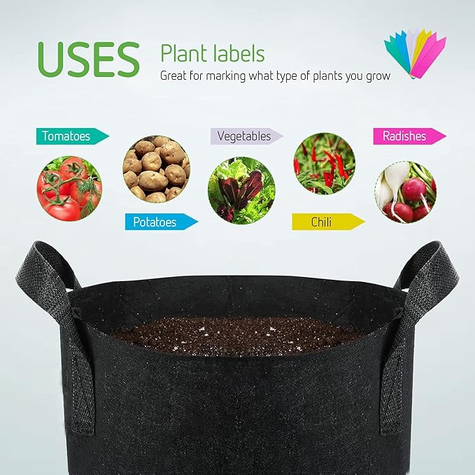 Garden Plant Bags / 6-Pack 5 Gallon Plant Grow Bags - Heavy Duty Thickened Non-Woven Aeration Fabric Pots with Strap Handles(Black) (5 Gallon)