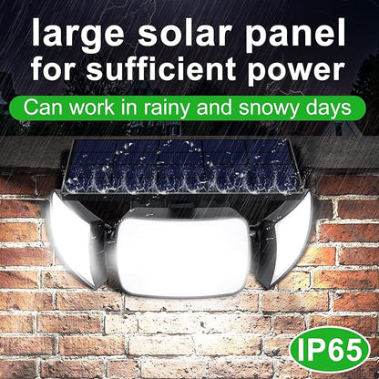 intelamp Solar Outdoor Lights 1200LM 6000mAh Security Lights with Remote Control,3 Heads Motion Sensor Light Outdoor, IP65 Waterproof,270° Wide Angle Flood Wall Lights with 4 Modes