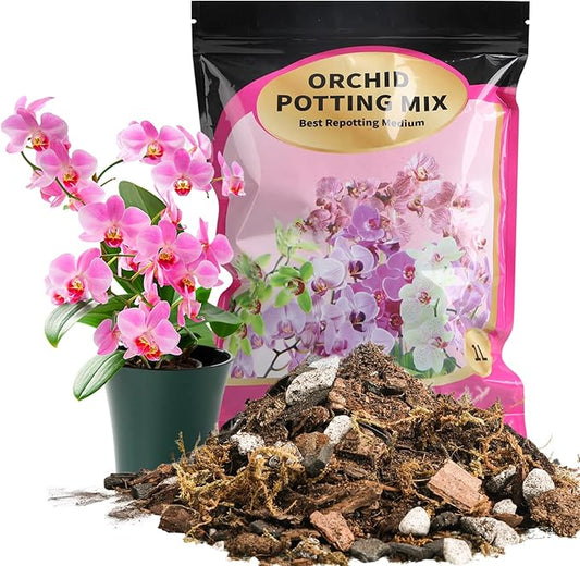 Orchid Potting Mix with Orchid Bark 4QT - New Upgraded Formula for Superior Drainage & Breathability | Premium Soil for Healthy Roots
