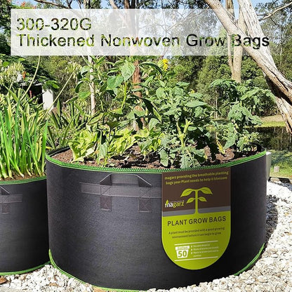 2-Pack 50 Gallon Fabric Flower Pots Garden Felt Grow Bags with Handle (Black)