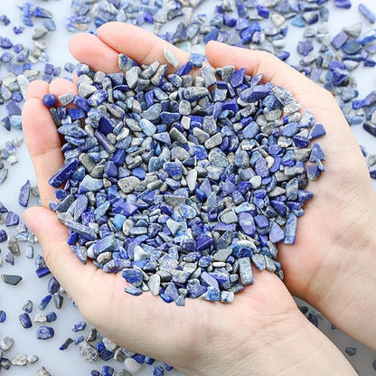 ZHIYUXI Lapis Lazuli 1lb Crystal Chips Bulk Fish Tank Decorations Aquarium Rocks Gravel Vase Filler Stones Crystals for Candle Making Witch Kit Gravel for Plants Quartz Sand Gemstone