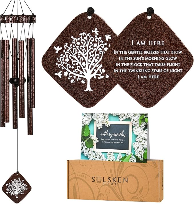 Memorial Wind Chimes I Tree of Life Wind Chime I Windchimes in Memory of a Loved One I Bereavement Gift for Loss of Father, Mother, Wife, Husband I Condolence Remembrance Gift I 29" Bronze