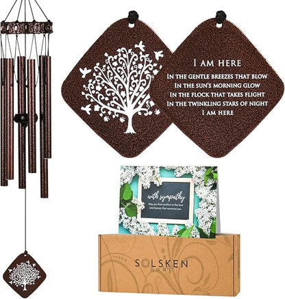Memorial Wind Chimes I Tree of Life Wind Chime I Windchimes in Memory of a Loved One I Bereavement Gift for Loss of Father, Mother, Wife, Husband I Condolence Remembrance Gift I 29" Bronze