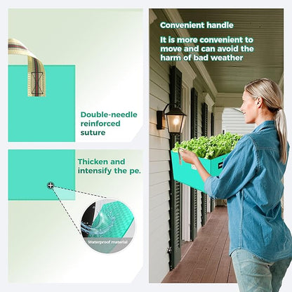 2 Pcs 135 Gallon PE Rectangle Plant Grow Bags, 6x3x1ft Large Garden Grow Bag Outdoor 8 Grids Planter Box Planting Container for Growing Tomatoes Potatoes Plants Flowers, Green