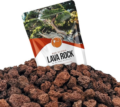 Ho Yoku Red Lava Rock for Plants - Premium Soil Additive for Bonsai Plants, Succulents, Cacti, Houseplants - Decorative and Water Retaining Use - Can Mix with Other Aggregates - 2.25 Quarts