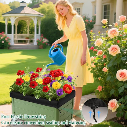 4 Pack City Picker Mulch Covers, Black Planter Box Cover with Elastic Drawstring City Pickers Covers for Raised Garden Bed, 20" x 24"