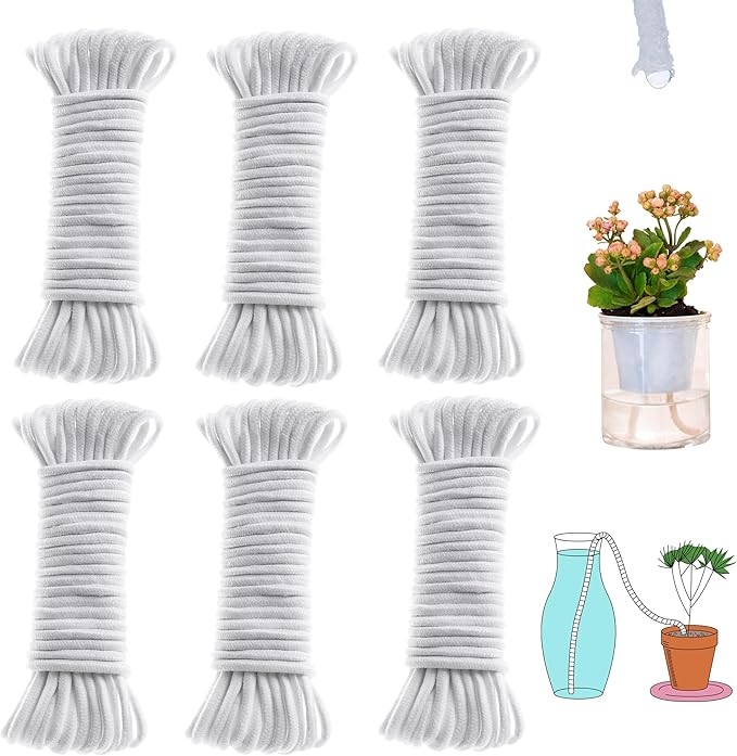 ORIMERC 300 feet 1/4 inch Self Watering Capillary Wick Cord Vacation Plant Sitter DIY Hydroponic Wicking Rope Seeds Start Planter Pot Automatic Potted Flower Passive Lazy Waterer String System Device