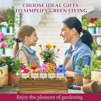 5 Indoor Flowers Growing Kit for Beginners, Complete Planting Starter Set with Zinnia, Cosmos, Sunflower, Marigold, Cornflower Seeds, Unique Gardening Gifts for Women & Men