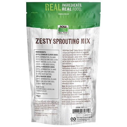 NOW Foods, Zesty Sprouting Mix, Clover, Fenugreek and Radish Seeds, Unique and Tasty Sprouting Mix, 16-Ounce (Packaging May Vary)