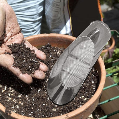 MagiDeal Soil Sieve, Bonsai Soil Scoops, Sturdy Gardening Tools 304 Stainless garden Bucket, Weeding Gardening Supplies, L