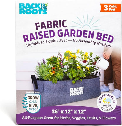Back to the Roots Breathable Raised Bed (Provides More Oxygen to Roots), 3 Cu. Ft., No Assembly Needed, Reusable & Weatherproof