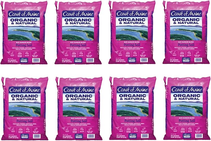 Coast of Maine Bar Harbor Blend, 16qt (Pack of 8) Organic and Natural Potting Soil for Houseplants, Flowers, Vegetables, Herbs and Containers