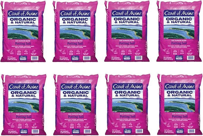 Coast of Maine Bar Harbor Blend, 16qt (Pack of 8) Organic and Natural Potting Soil for Houseplants, Flowers, Vegetables, Herbs and Containers