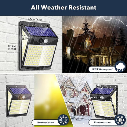 Solar Lights Outdoor Motion Sensor - Solar Motion Detector Lamps for Outside, 238 LED with 300° Angle Illumination and 3 Lighting Modes, IP65 Waterproof Solar-Powered for Garden, Patio, Yard [4 Pack]