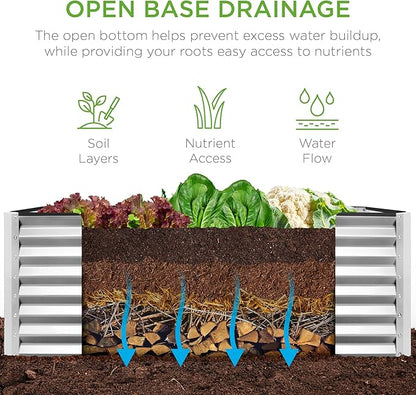 Best Choice Products 4x2x2ft Outdoor Metal Raised Garden Bed, Deep Root Box Planter for Vegetables, Flowers, Herbs, 119 Gallon Capacity, 100% Non Toxic Materials - Galvanized