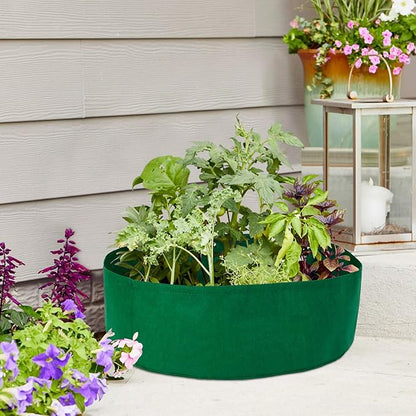 Firlar 2 Pack Fabric Raised Garden Bed, 50 Gallon Planting Bed Round Raised Planter Grow Bag Garden Bed Bag Planter Container for Plants, Herb, Flowers and Vegetables, Green