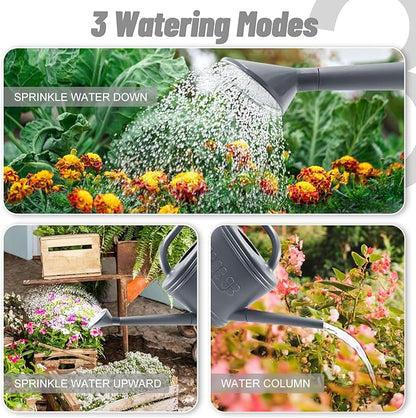 Watering Can for Indoor & Outdoor Plants, Plant Watering Can with Stainless Steel Shower Head, 1 Gallon Plastic Watering Can for Garden, Flowers, Vegetable, Greenhouse