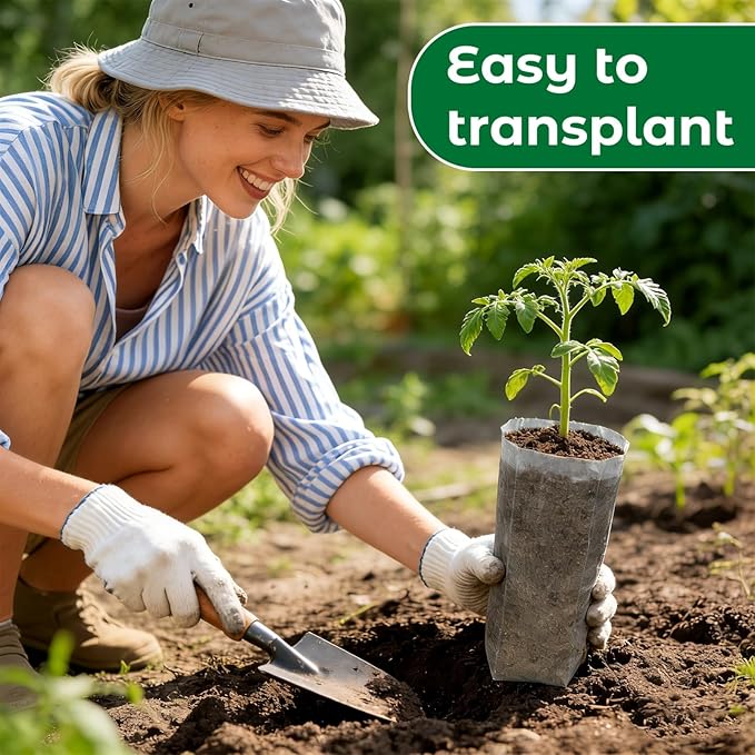 Augshy 100pcs Breathable Nursery Grow Bags, 7.5x13.5 Inches Non-Woven Fabric Plant Bags Grow Pots for Seedlings Vegetables Gardening Enthusiasts