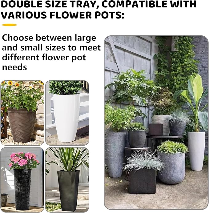 Adjustable Height Planter Inserts for Large Pots, Portable Planter Filler Plant, Lift Inserts for Indoor Outdoor Tall Taper Flower Pot, (11-17” Rise, 6" Base, 8" or 10" Top) (Black, shorts)