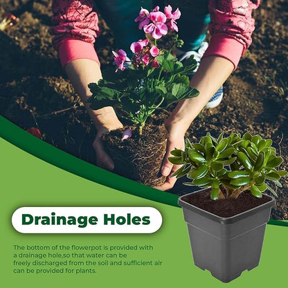 Plant Pots Flower Pot 10-Pack 3 Gallon Planter Nursery Pot Garden Seedling Planters Containers Plastic Injection Molded Pots with Drainage Holes for Outdoor Indoor Plants Vegetables, Black