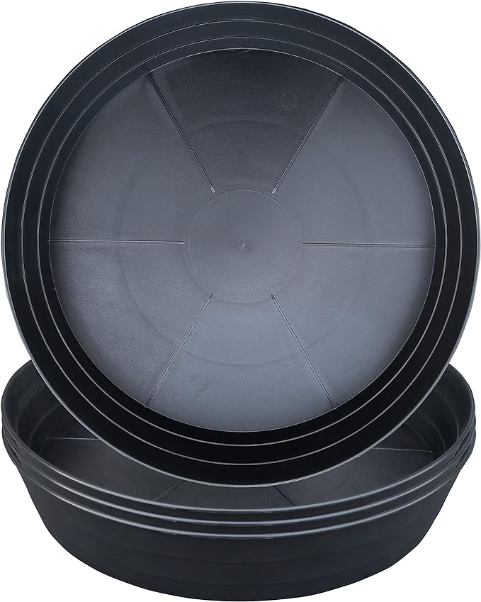 Plant Saucer 14 Inch, 4 Pack Extra Large Planter Saucer, Plastic Plant Saucers for Indoors and Outdoors, Deep Plant Pot Saucers, Drainage Tray for 9 10 12 in Planters