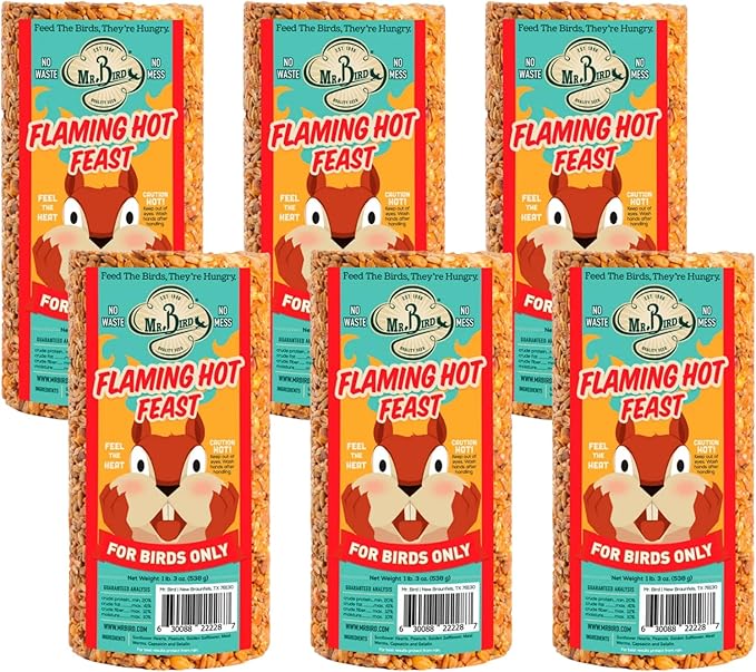 Mr. Bird 6-Pack Flaming Hot Feast Small Wild Bird Seed Cylinder 19 oz.