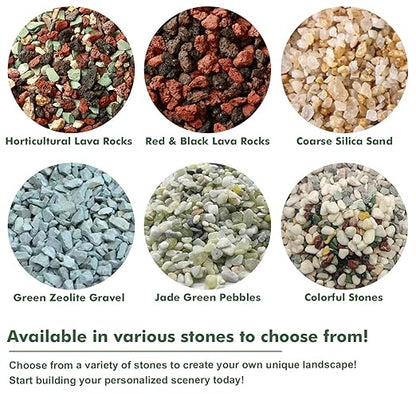 11 Pounds Coarse Silica Sand Succulent and Cactus Bonsai Stones Soil Cover Gravel for Indoor Outdoor Plants Natural Decorative Rocks for Fairy Gardening, Vase Fillers, Aquariums, Carnivorous Plant Mix