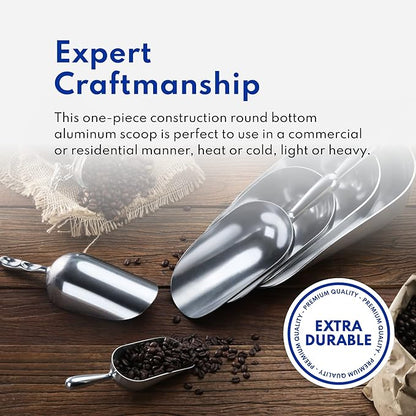 New Star Foodservice 34608 One-Piece Cast Aluminum Round Bottom Bar Ice Flour Utility Scoop, 85-Ounce, Silver (Hand Wash Only)