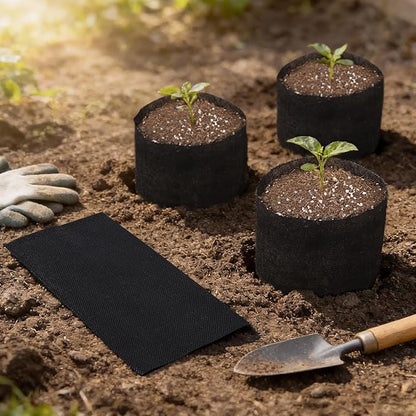 Black Plant Grow Bags, Pack of 100 7.5x7.5 Breathable Non-Woven Fabric Grow Bags for Planting Seedling Pots 1 Gallon Plant Pots