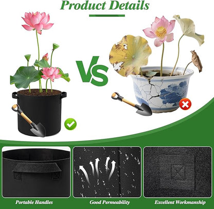 2 Gallon Lily Plant Pots for Pond, 6 Pack Aquatic Planter Thickened Fabric Felt Pots with Handles, Durable Breathe Reusable Plant Grow Bag for Aquatic Plants, Flower, Carrot, Potato, Tomota