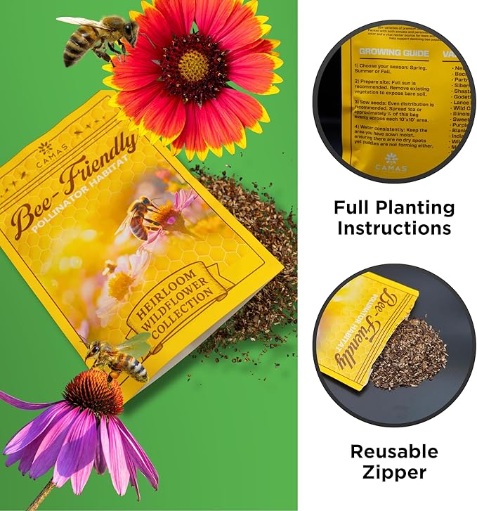 Camas Wildflower Seeds Bulk 1/4 lb – Perennial & Annual Wildflower Seed Mix for Planting Outside, Pure Seed No Fillers, Wild Flower Seeds Throw and Grow for Bees & Pollinators