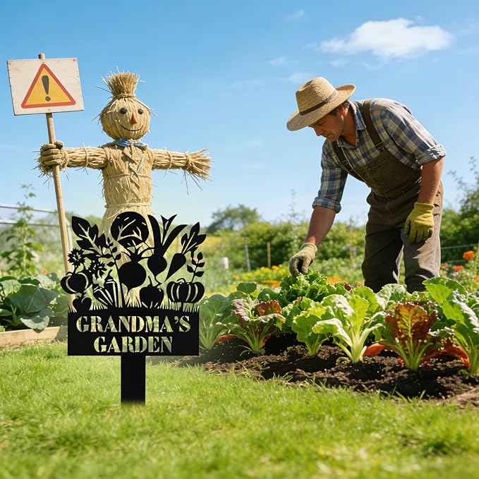 Custom Metal Vegetables Garden Sign with Stake, Personalized Garden Signs for Outside, Customized Garden Name Signs for Yard Lawn Outdoor Decor Gardening Gifts for Moms Grandmas Gardeners
