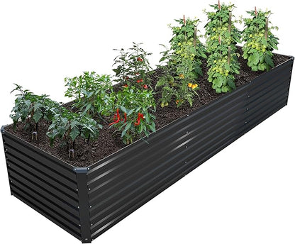 12x2x2FT Galvanized Raised Garden Bed Kit,Vegetable Plant Boxes-Rectangle Metal Flower Box,Large Planter Raised Beds Outdoor Garden for Planting,Fruit,Herb-Black