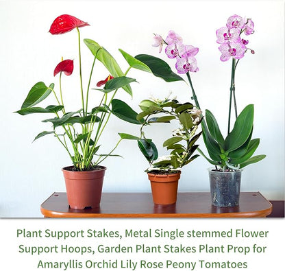20Pcs Plant Support Stakes with 15 Pcs Plant Clips, Plant Sticks for Indoor and Outdoor Plants, Orchid Clips and Stakes,16inch Tall Bendable Single Stem Flower Stakes Bendable (20, Green-16inch)