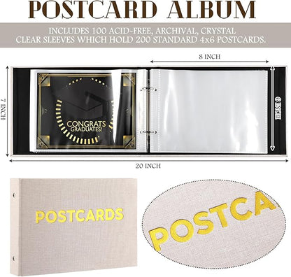 Spiareal Post Card Organizer Set Greeting Card Holder 6 x 8 Inches 100 Pages Stamping Binder Album Display Organization Storage for Memory Greetings Photo Gift