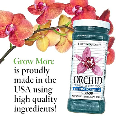 Grow More Premium Bloom Formula 6-30-30 Orchid Food Fertilizer - 1.25lbs of Water Soluble Fertilizer for Orchids of Vibrant Growth During Dormant Season - Orchid Food for Blooming Vibrant Flowers