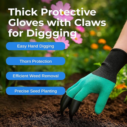 Scuddles Heavy Duty Garden Tool Bag with Stainless Steel Hand Tools, Non Slip Rubber Grip Wooden Handles, Garden Gloves with Fingertip Claws, Reinforced Tote for Planting, Pruning, Landscaping