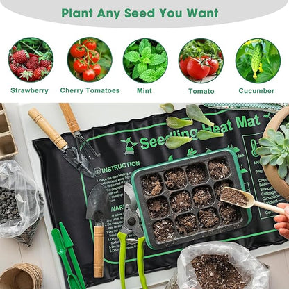 FINEST+ Seed Starter Tray with Heat Mat and Grow Light,5 Pack Seedling Starter Trays with Time Controller,Seedling Starter Tray with Adjustable Brightness,Seed Starting Kit with Adjustable Humidity