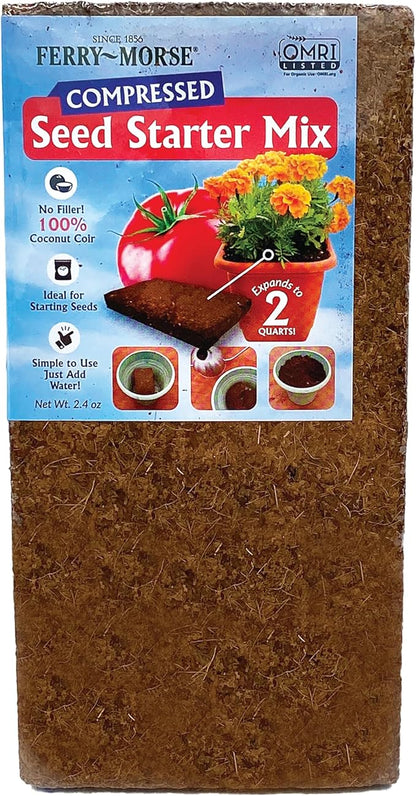 Ferry Morse Seed Starter Mix - Organic, Compressed, Seedling Soil Mix - 24 Pack/48 Qt - Coco Coir