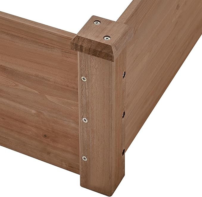 Topeakmart 92.5 x 47.5 x 10in Horticulture Raised Garden Bed 8×4ft Wooden Planting Box in Garden Backyard/Outdoor Use, Brown