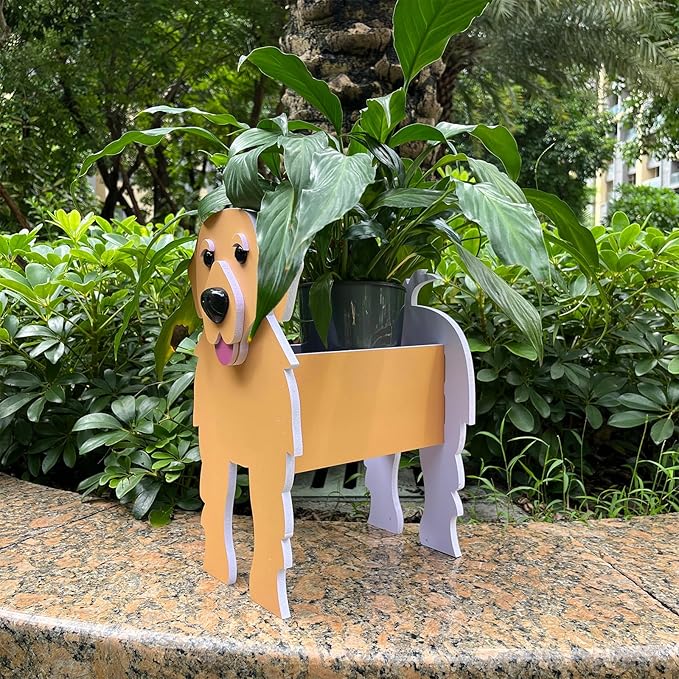 Light Of The City Dog Planter Plant Pot, Flower Pot Cactus Planter Pots for Outdoor Garden Decoration, Golden Retriever Plant Storage Container Holder Office Home Indoor Decor Gift for Dog Lovers