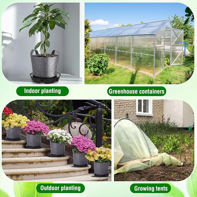 6 Set Self Watering Fabric Pot Base Plant Nonwoven Grow Bags Automatic Watering Plant Saucers Elevated Flower Trays for Fruits Vegetables Flowers(3 Gallon,Grey)