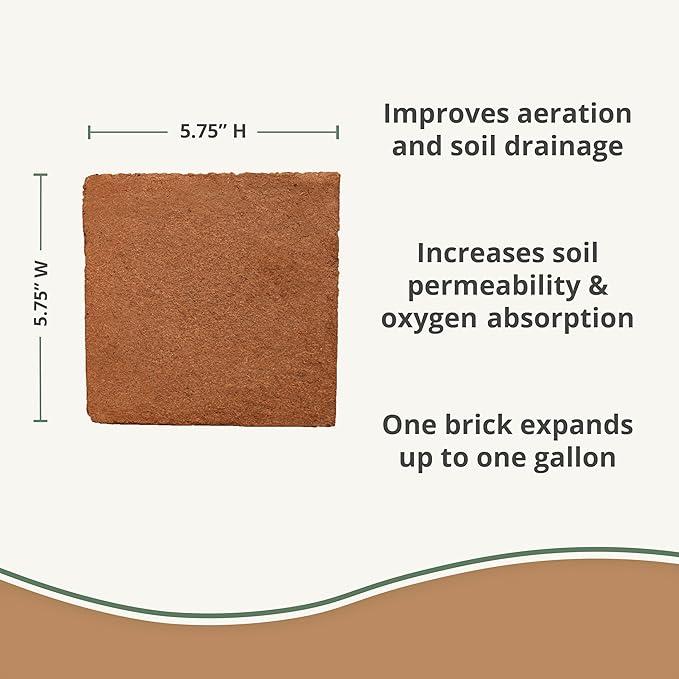 Coco Coir 250gm Bricks (10-Pack) - Organic Coco Coir for Plants & Gardening - OMRI-Listed Cocopeat for Garden Soil, Seed Starter Soil, & Mulch - Organic Coconut Bricks - Coconut Fiber Potting Mix