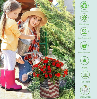 7 Gallon American Flag 4th of July Memorial Day Heavy Duty Grow Bag Containers Breathable Planter Pot with Handles for Potato Tomato Fruits Vegetables Flowers