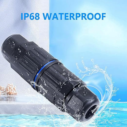3PCS IP68 Waterproof Electrical Cable Connector, Outdoor 3 Way Junction Box, Waterproof Wire Connectors with Replaceable Lever Wire Connectors for AWG 28-12, Quick Screwless Installation