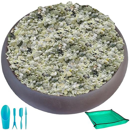 18 lbs Succulent and Cactus Bonsai Pebbles, 6-9mm Decorative Landscaping Polished Stones Natural Garden Gravel Rocks for Indoor Outdoor Plants Aquariums DIY, and Gardening Top Dressing, Jade Green