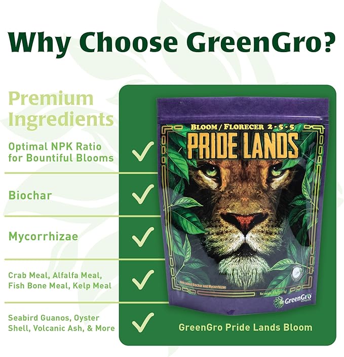Pride Lands Premium Organic Bloom Fertilizer with NO Fillers, Bigger Buds and Flowers, Brighter Plants with Our Complete Bloom Nutrients, Recharge Soil and Boost Growth with Optimal Blend of NPK, 5 lb