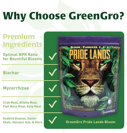 Pride Lands Premium Organic Bloom Fertilizer with NO Fillers, Bigger Buds and Flowers, Brighter Plants with Our Complete Bloom Nutrients, Recharge Soil and Boost Growth with Optimal Blend of NPK, 5 lb